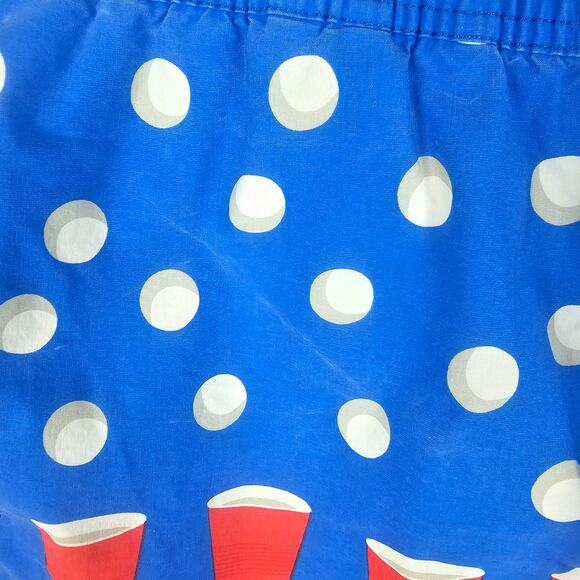 Party Pants Beer Pong Shorts Blue Red Cup Print Size Large Funny Swim Trunks - Picture 3 of 7